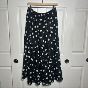 TopShop Women’s Sz 10 Ruffle Black Polka Dot Midi Skirt Maxi Mesh Romantic Boho